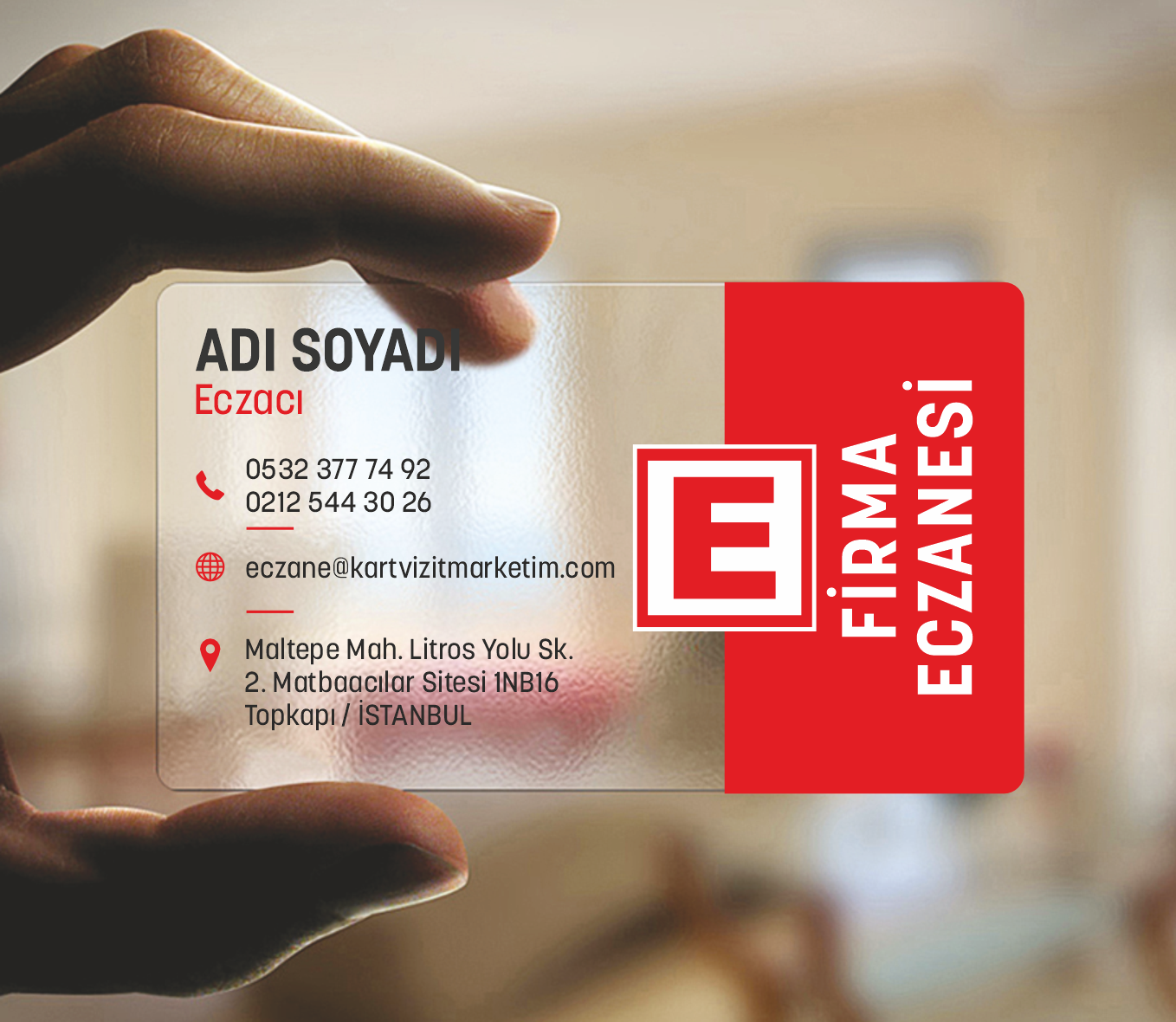 Eczane Logolu Şeffaf Kartvizit 1019